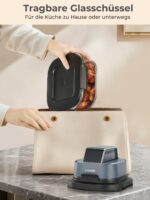 Friggitrice ad Aria FOHERE Portatile 4L+1,5L, 2 Contenitori in Vetro, 5 Programmi, Touch Screen Blu - immagine 6