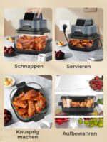 Friggitrice ad Aria FOHERE Portatile 4L+1,5L, 2 Contenitori in Vetro, 5 Programmi, Touch Screen Blu - immagine 7