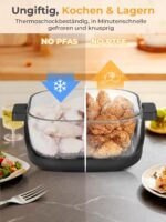 Friggitrice ad Aria FOHERE Portatile 4L+1,5L, 2 Contenitori in Vetro, 5 Programmi, Touch Screen Blu - immagine 4