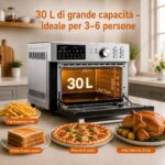 Friggitrice ad Aria Calda XXL OIMIS 30L 1800W, Forno Elettrico 30-230°C con Tecnologia Doppio Ciclone - immagine 3